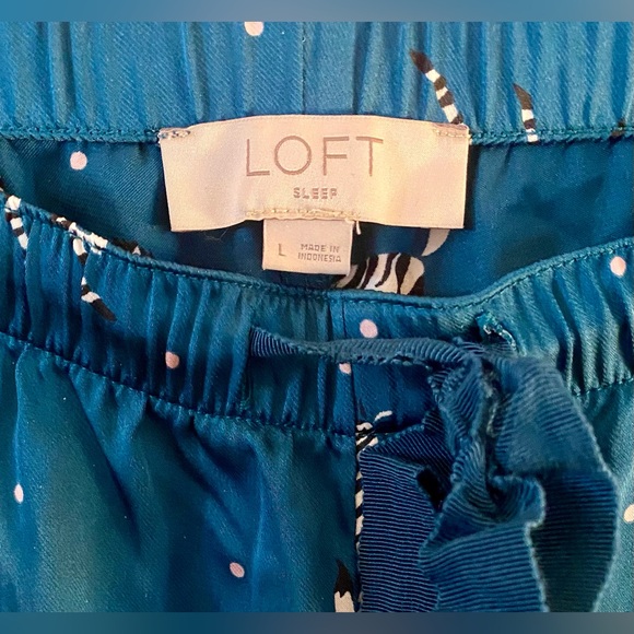 LOFT pajama pants, size L, teal/zebra print 🐝 - Picture 3 of 5